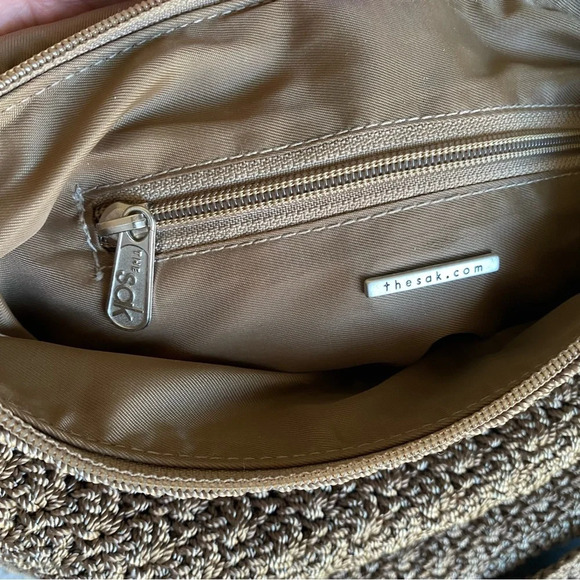 The Sak Neutral Taupe Woven Crochet Flap Shoulder Bag - Picture 4 of 12